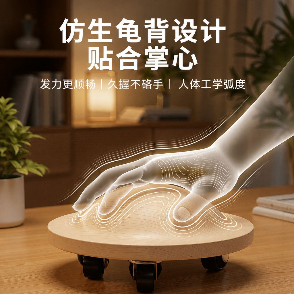 Home Gym Yoga - 木製コアスライダー、ユニバーサルホイール付き、バイオニック・タートルバックデザイン、人間工学に基づいた腹部トレーニング器具。自宅ジム、ヨガ、ピラティスに最適。