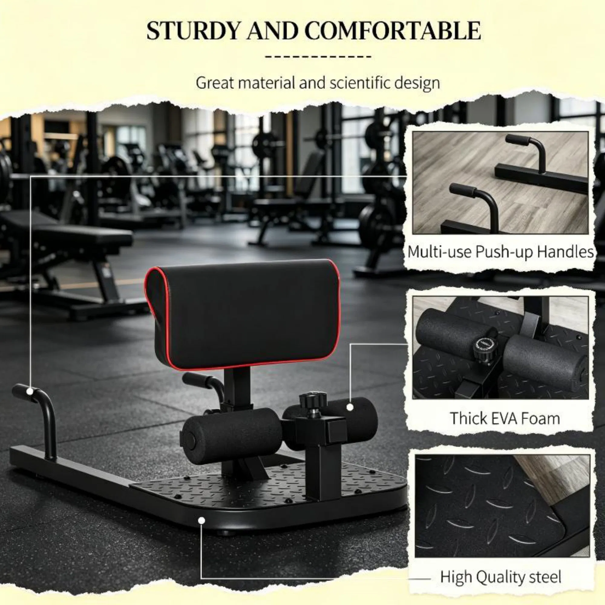 ブラックの3-in-1パッド付きプッシュアップ・シットアップ - All In One Gym Home Equipment のレビューと価格