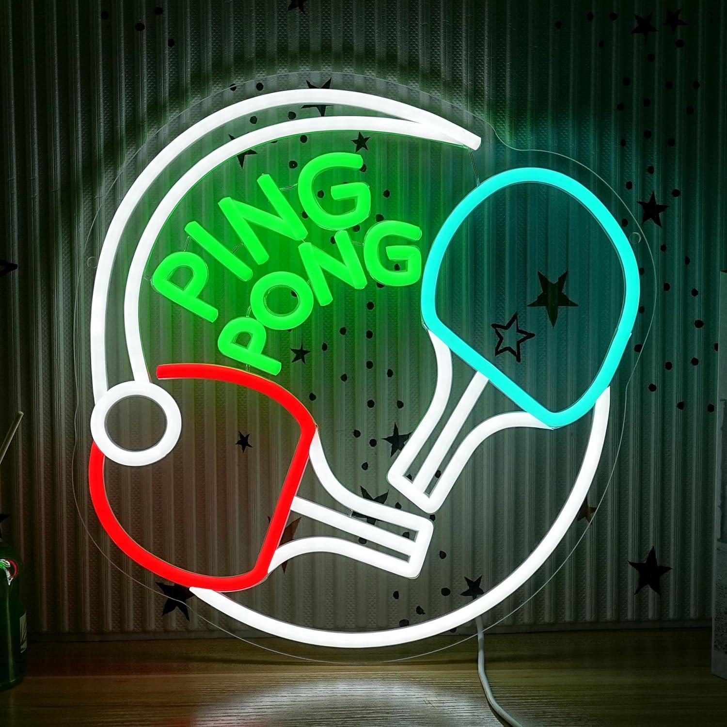 ピンポンネオンサインUSB調光LEDライト、ゲームルーム、ジ - Home Gym Neon Sign のレビューと価格