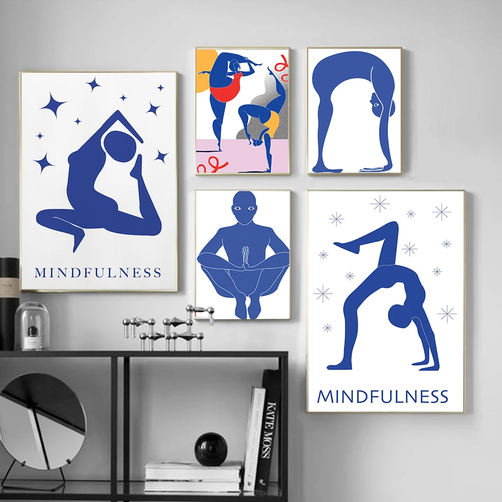 ホームエクササイズジムヨガポーズ抽象ポスターウォールアートミ - Home Gym Yoga のレビューと価格