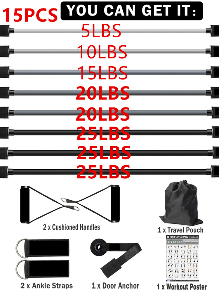 145ポンドのフィットネス用エクササイズバンド。自宅でのトレ - Home Gym Equipment Set のレビューと価格
